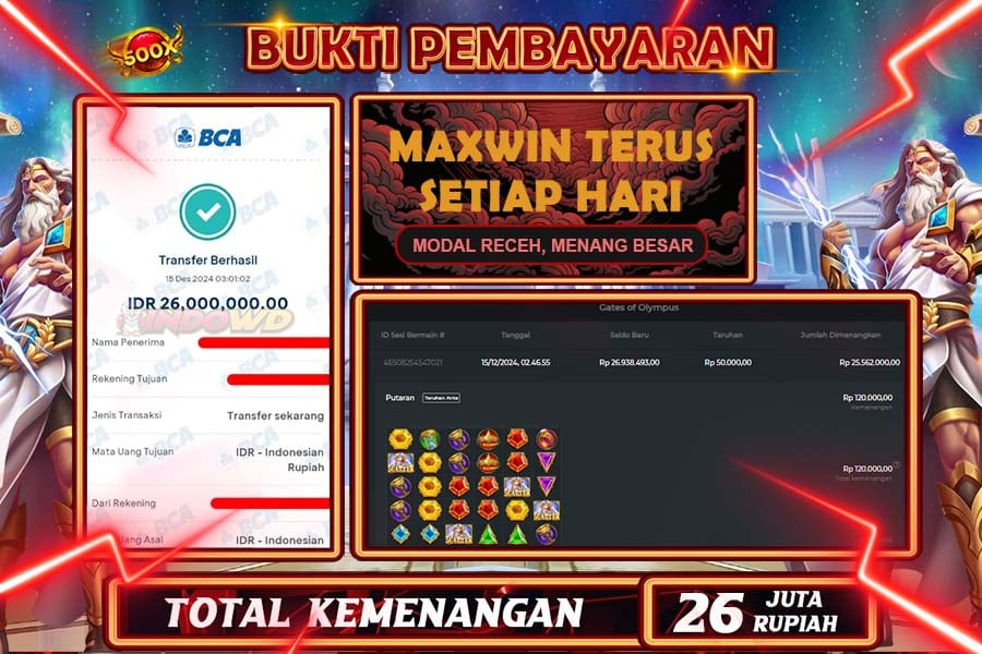 INDOWD JACKPOT SLOT SLOT GATES OF OLYMPUS CRISTMAS Rp.26.000.000,- LUNAS