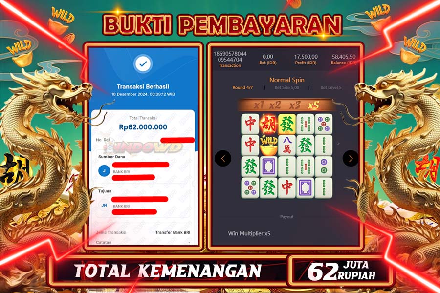 INDOWD JACKPOT LIVE GAMES  SLOT MAHJONG WAYS 2 Rp.62.000.000,- LUNAS