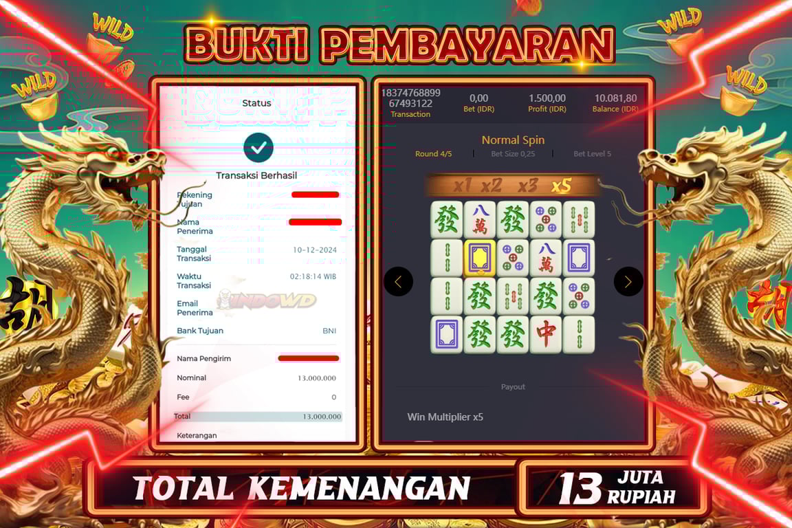 INDOWD JACKPOT SLOT MAHJONG WAYS  2 Rp.13.000.000,- LUNAS