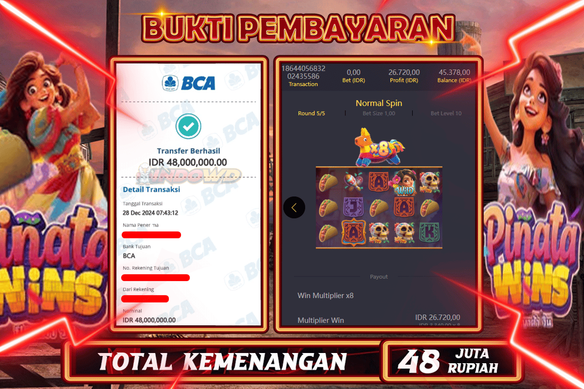 INDOWD JACKPOT SLOT  PINATA WINS Rp48.000.000,- LUNAS