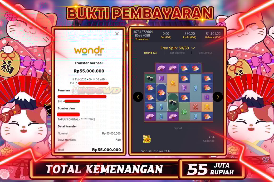 INDOWD JACKPOT SLOT LUCKY NEKO Rp.55.000.000,- LUNAS