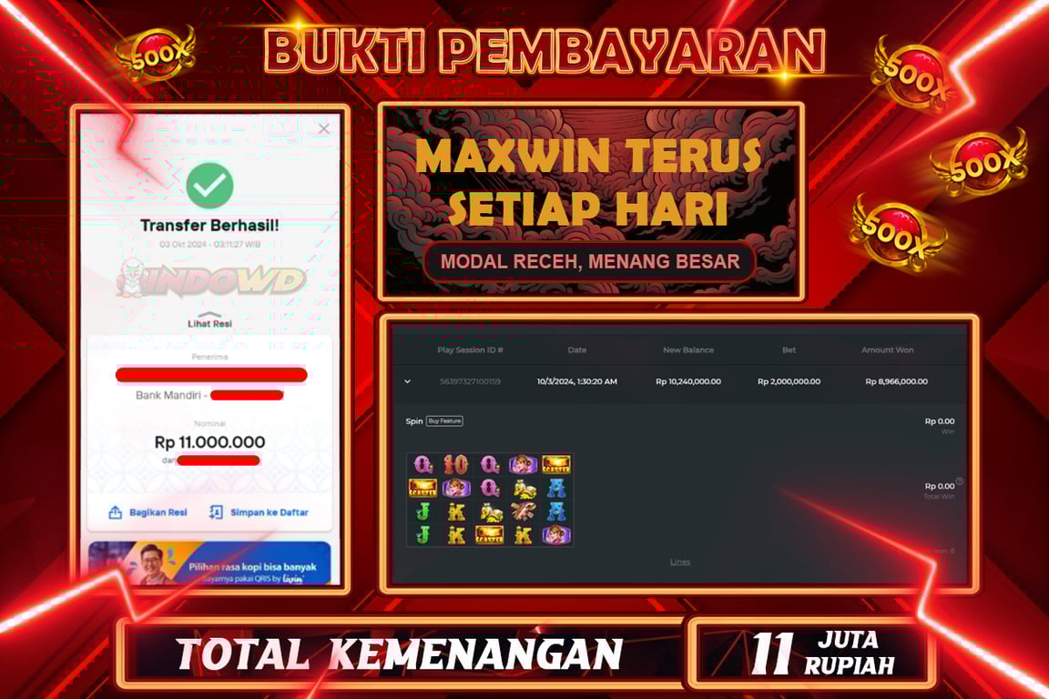 INDOWD JACKPOT SLOT WILD WEST GOLD Rp.11.000.000,- LUNAS