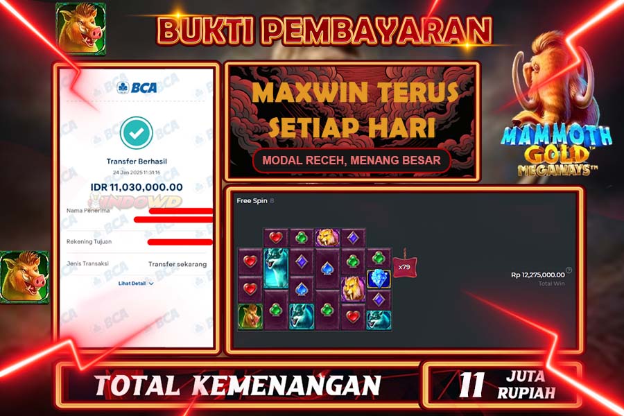 INDOWD JACKPOT SLOT MAMMOTH GOLD MEGAWAYS Rp11.030.000,- LUNAS