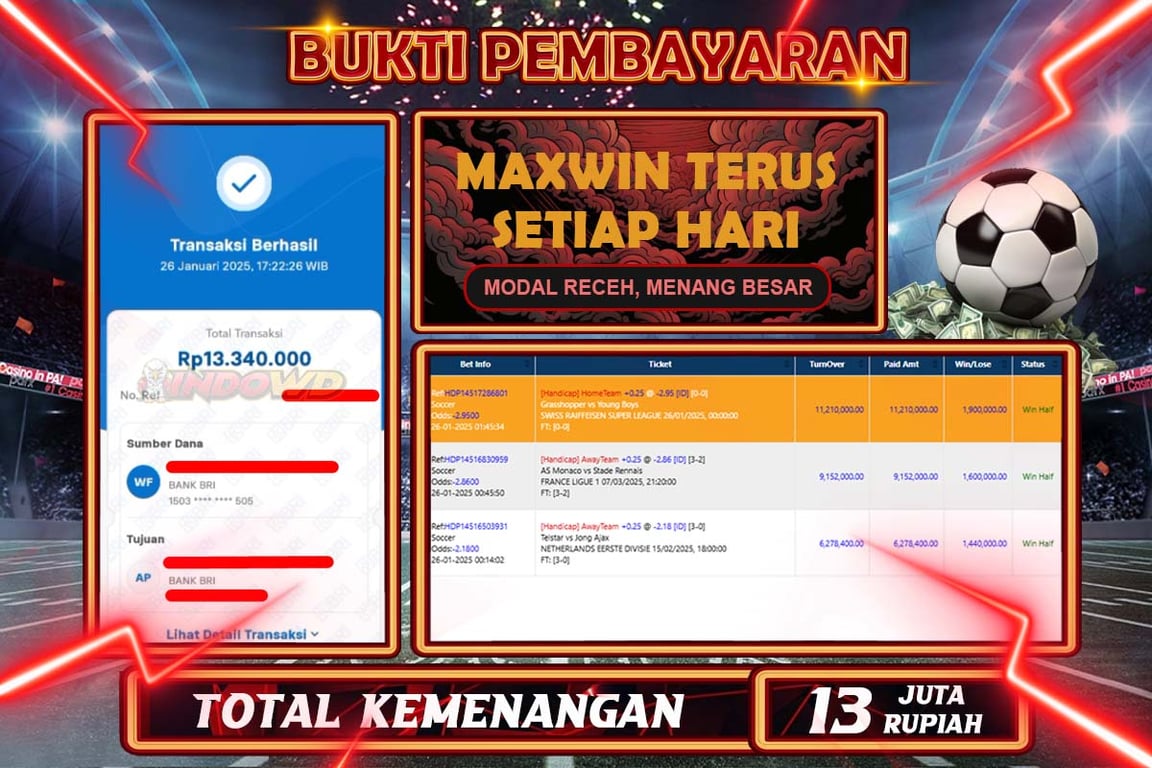 INDOWD JACKPOT CMD SPORTSBOOK Rp13.340.000,- LUNAS