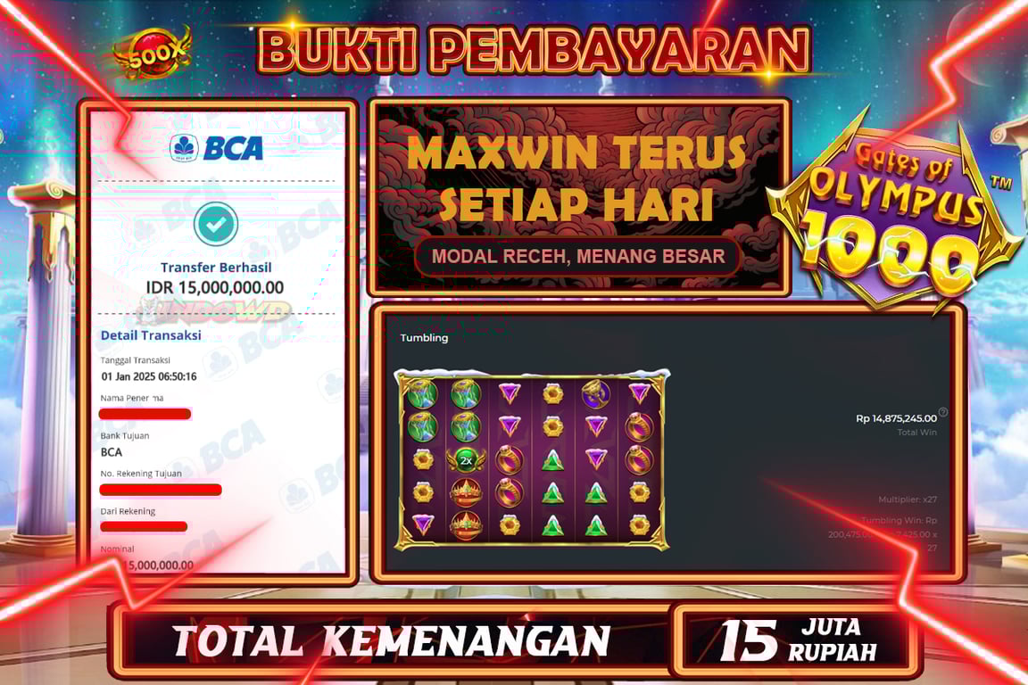 INDOWD JACKPOT SLOT GATES OF OLYMPUS XMAS 1000 Rp15.000.000,- LUNAS