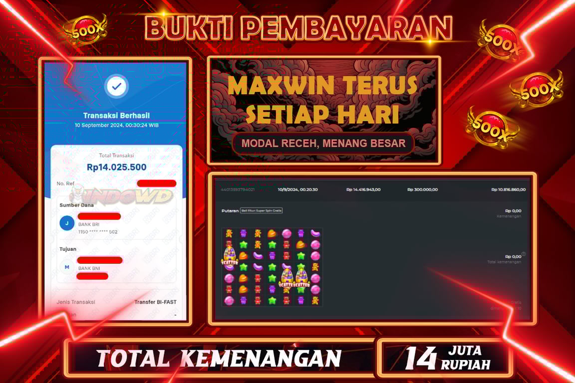 INDOWD JACKPOT SLOT SUGAR RUSH Rp.14.023.000,- LUNAS