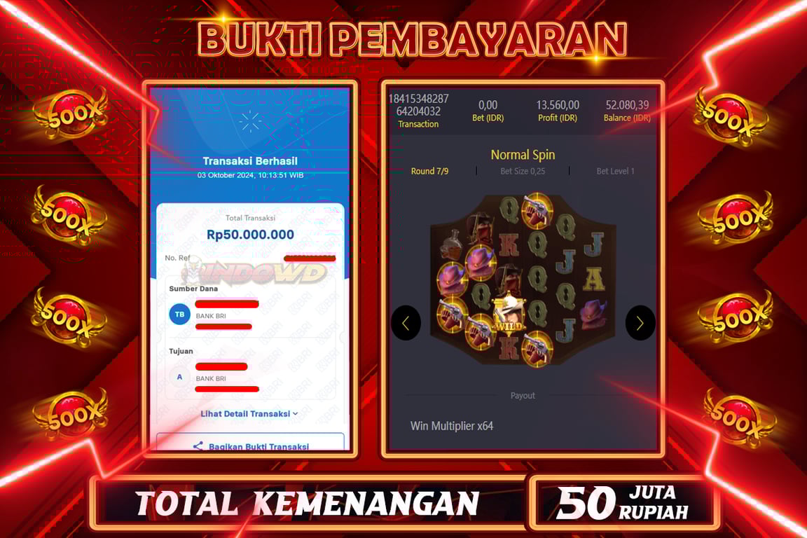 INDOWD JACKPOT SLOT WILD BOUNTY SHOWDOWN Rp.50.000.000,- LUNAS
