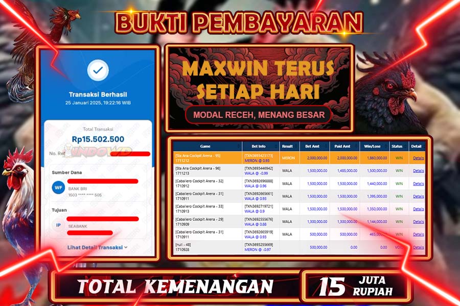 INDOWD JACKPOT SLOT WALA DAN MERON Rp15.502.500,- LUNAS
