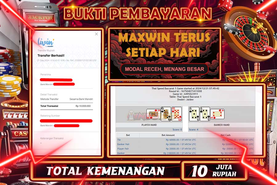 INDOWD JACKPOT LIVE GAMES PP - CHINESE SPEED BACCARAT 1 Rp.10.000.000,- LUNAS