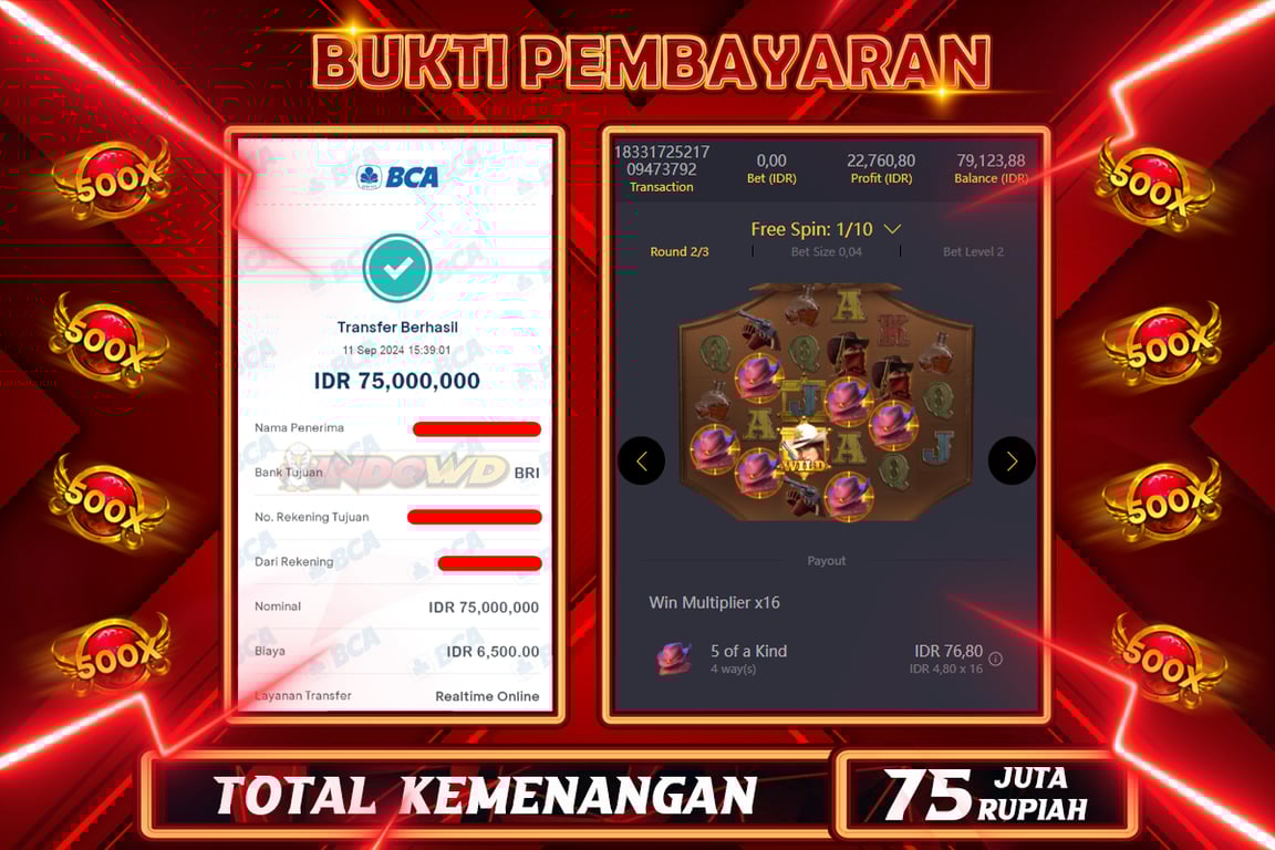 INDOWD JACKPOT SLOT WILD BOUNTY SHOWDOWN Rp.75.000.000,- LUNAS