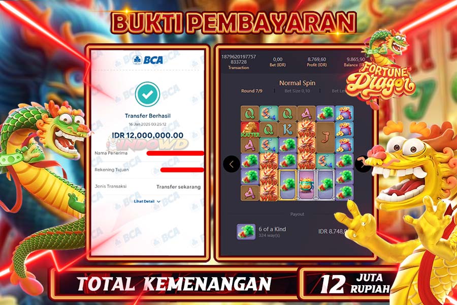 INDOWD JACKPOT SLOT DRAGON FURTUNE Rp.12.000.000,- LUNAS