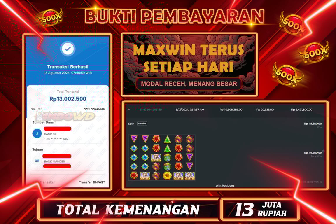 INDOWD JACKPOT SLOT GATES OF OLYMPUS Rp.13.000.000,- LUNAS