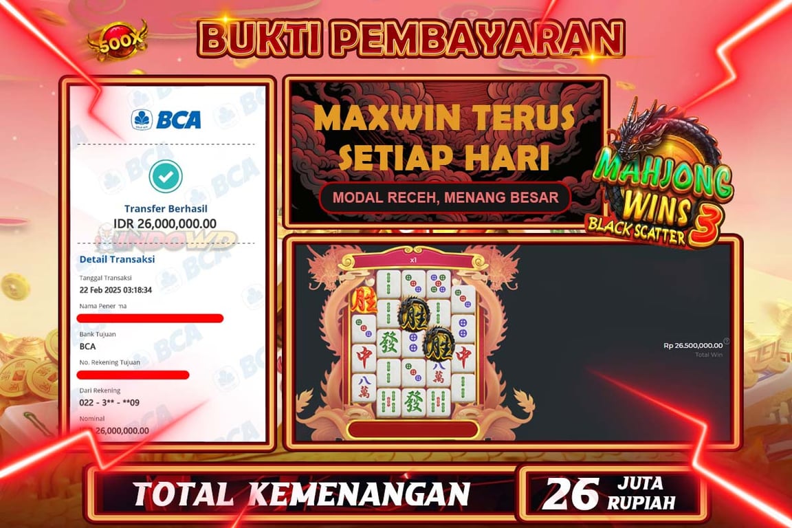 INDOWD JACKPOT SLOT MAHJONG WAYS WINS 3 BLACK SCATTER Rp26.000.000,- LUNAS