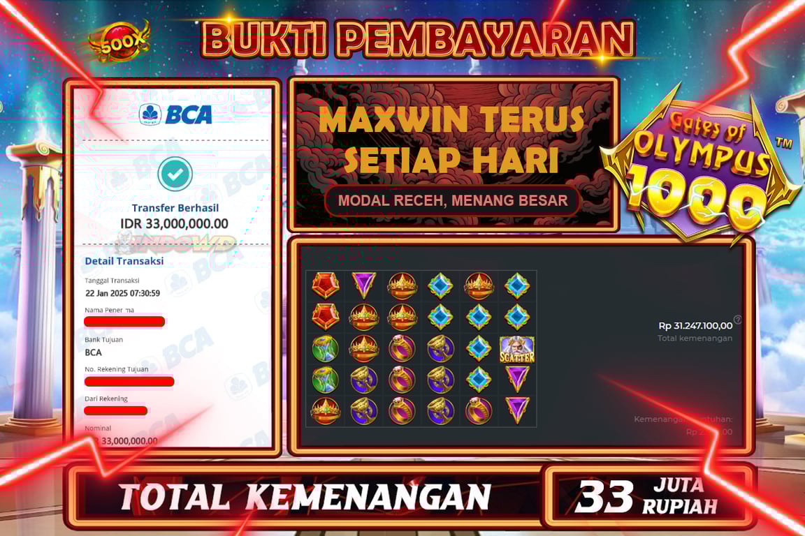 INDOWD JACKPOT SLOT GATES OF OLYMPUS 1000 Rp33.000.000,- LUNAS
