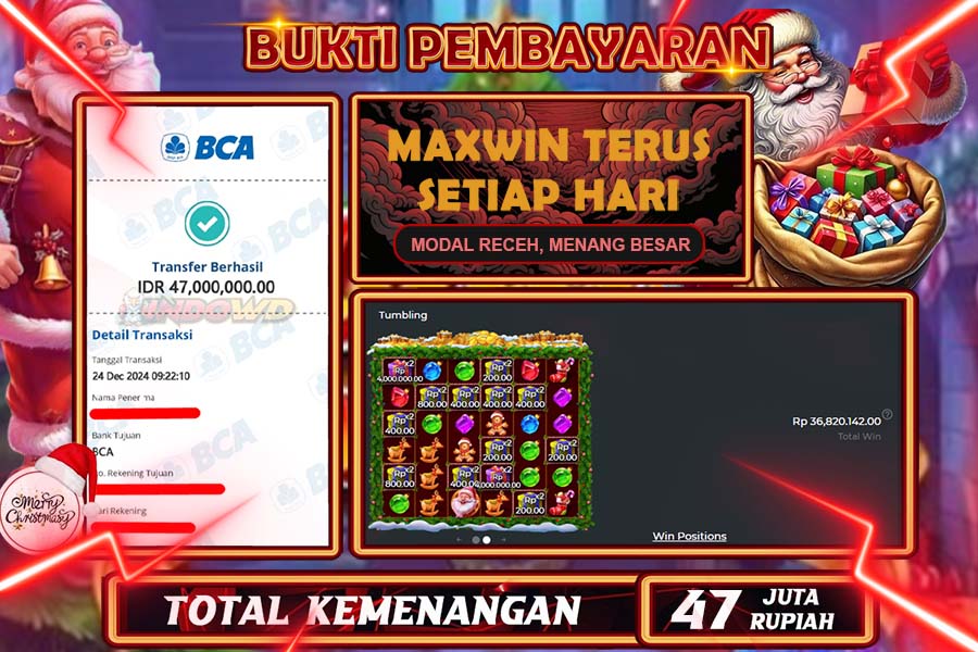 INDOWD JACKPOT LIVE GAMES  SLOT SANTA S XSMAS RUSH Rp.47.000.000,- LUNAS