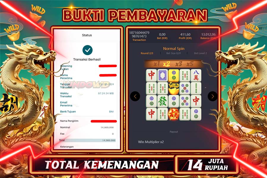 INDOWD JACKPOT LIVE GAMES SLOT MAHJONG WAYS 2 Rp.14.000.000,- LUNAS