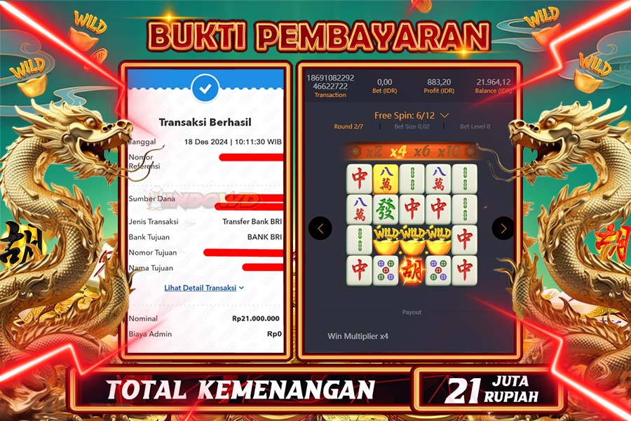 INDOWD JACKPOT LIVE GAMES  SLOT MAHJONG WAYS 2 Rp.21.000.000,- LUNAS