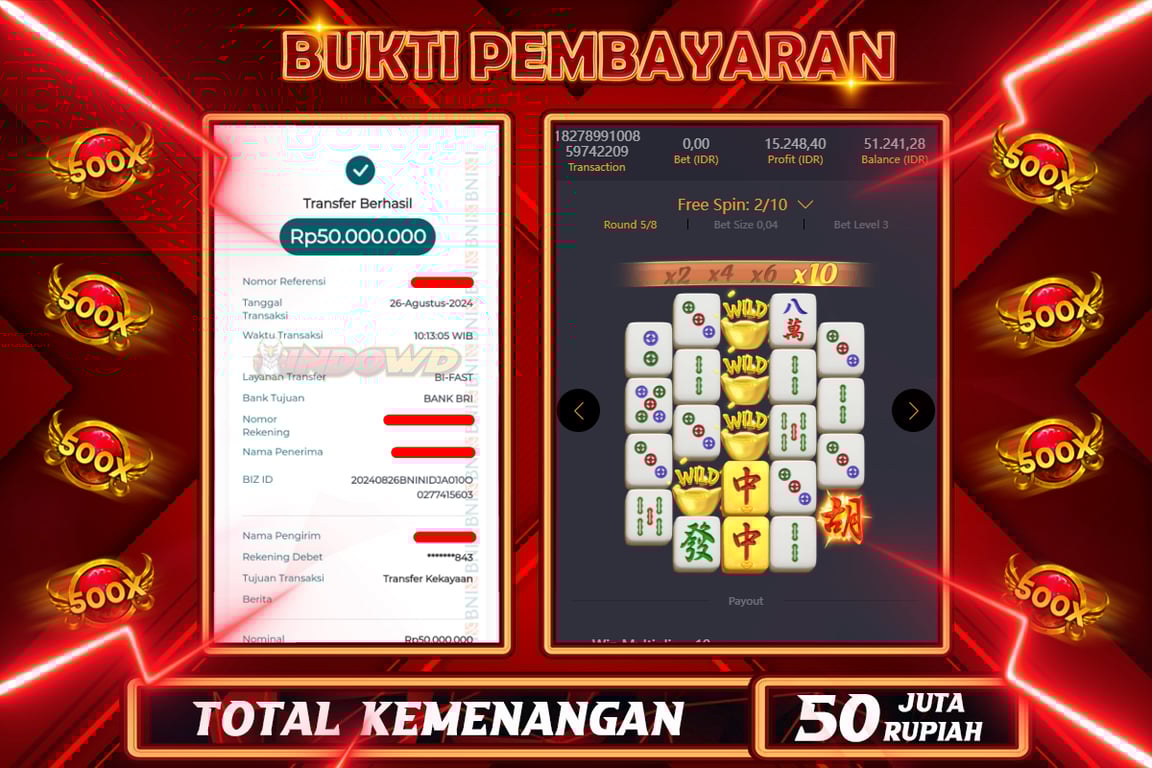 INDOWD JACKPOT SLOT MAHJONG WAYS 2 Rp.50.000.000,- LUNAS