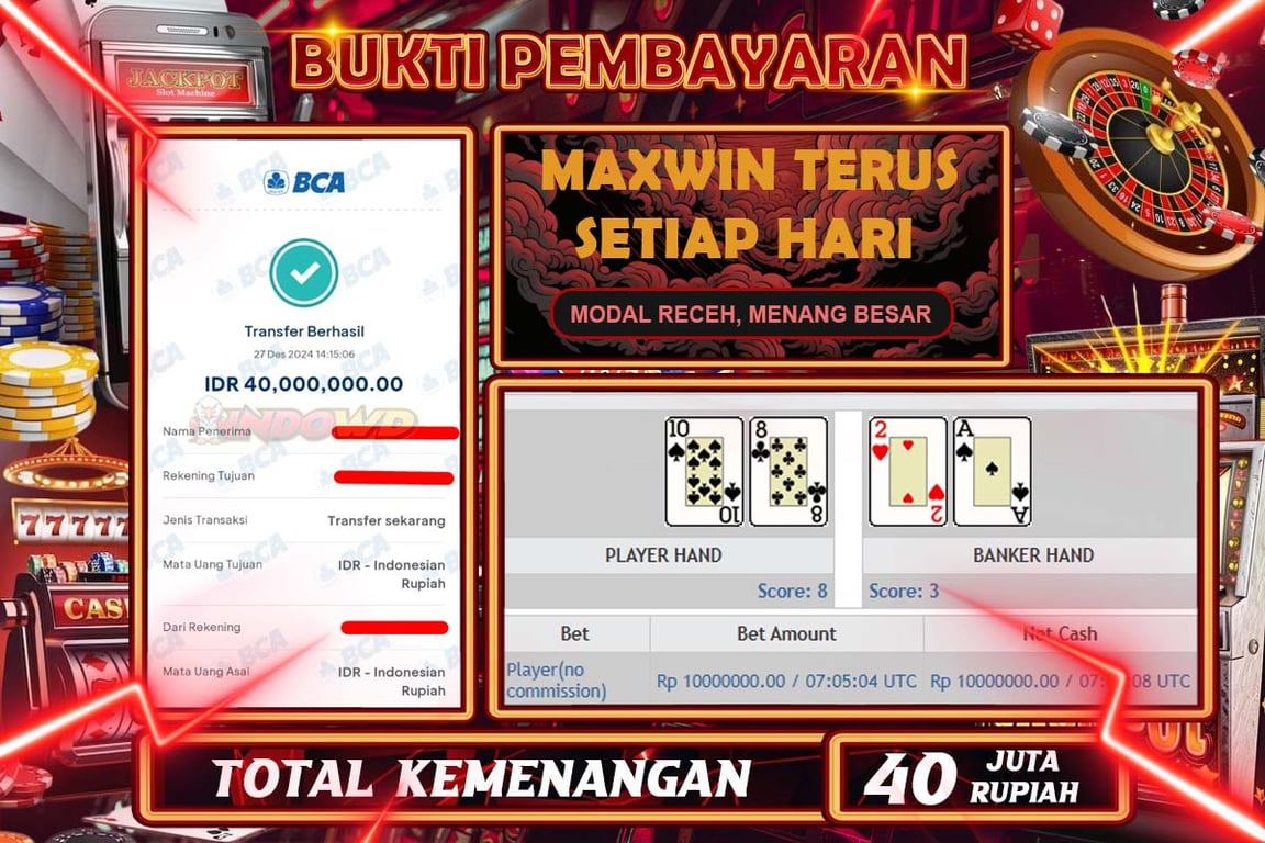 INDOWD JACKPOT PP - CHINESE SPEED BACCARAT 1 Rp40.000.000,- LUNAS