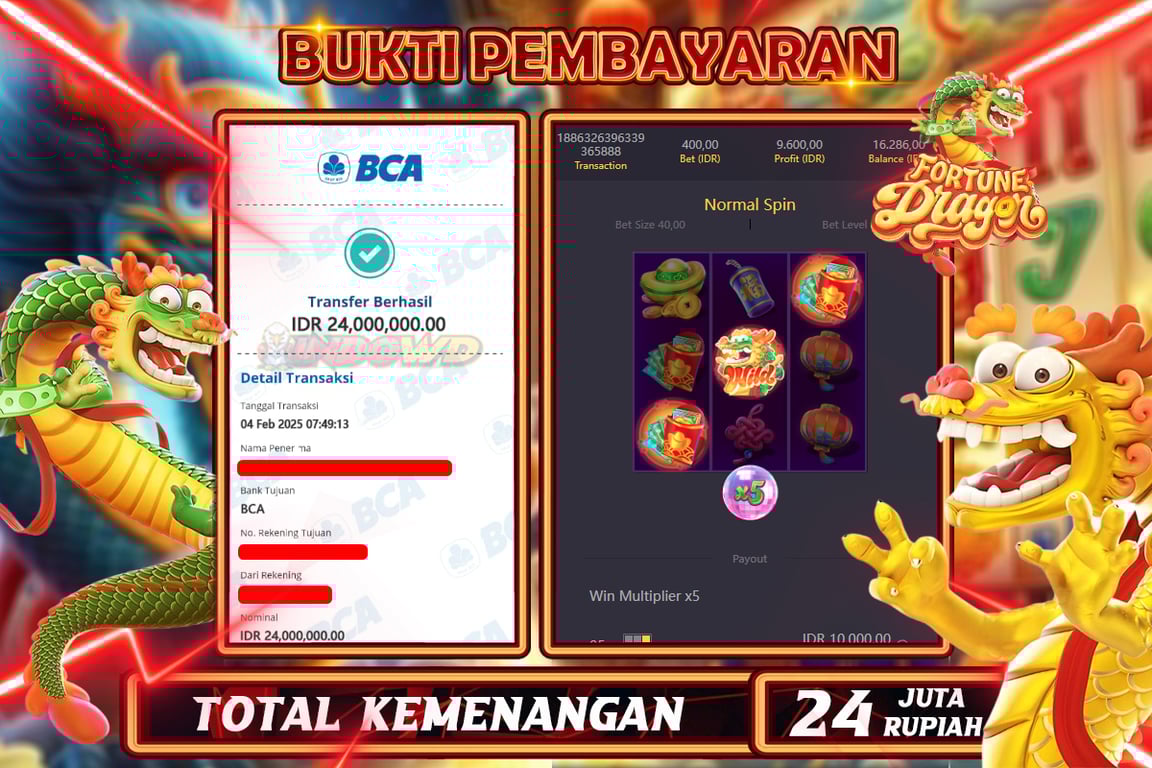 INDOWD JACKPOT SLOT FORTUNE DRAGON Rp24.000.000,- LUNAS