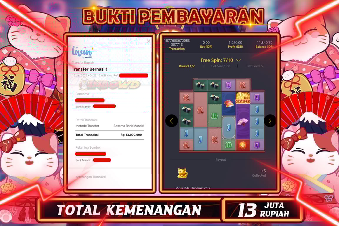 INDOWD JACKPOT SLOT LUCKY NEKO Rp 13.000.000,- LUNAS