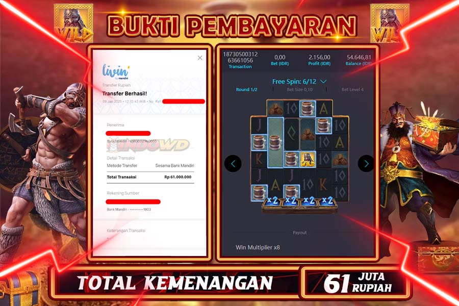 INDOWD JACKPOT SLOT ASGARDIAN RISING Rp 61.000.000,- LUNAS