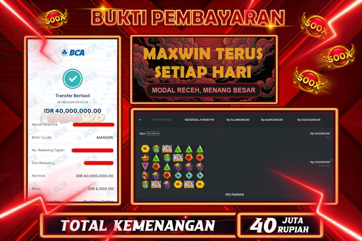 INDOWD JACKPOT SLOT GATES OF OLYMPUS 1000 Rp.40.000.000,- LUNAS