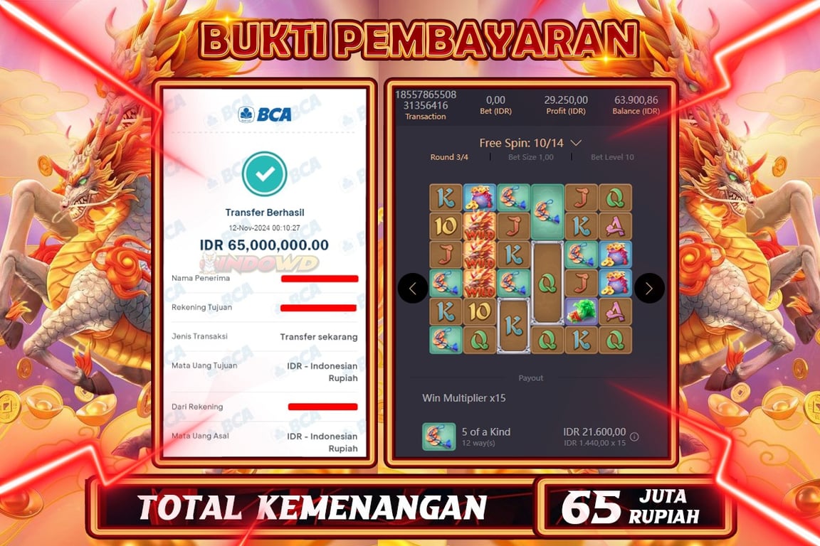 INDOWD JACKPOT SLOT QILIN OF WAYS Rp.65.000.000,- LUNAS