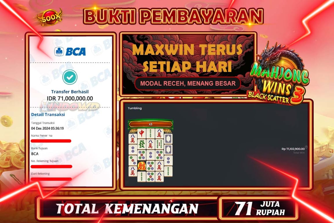 INDOWD JACKPOT SLOT MAHJONG WINS 2 Rp.71.000.000,- LUNAS
