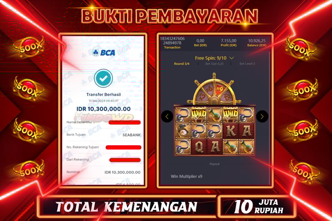 INDOWD JACKPOT SLOT CAPTAIN BOUNTY Rp.10.300.000,- LUNAS