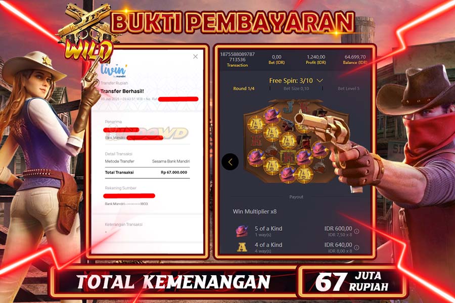 INDOWD JACKPOT SLOT WILD BOUNTY Rp67.000.000,- LUNAS