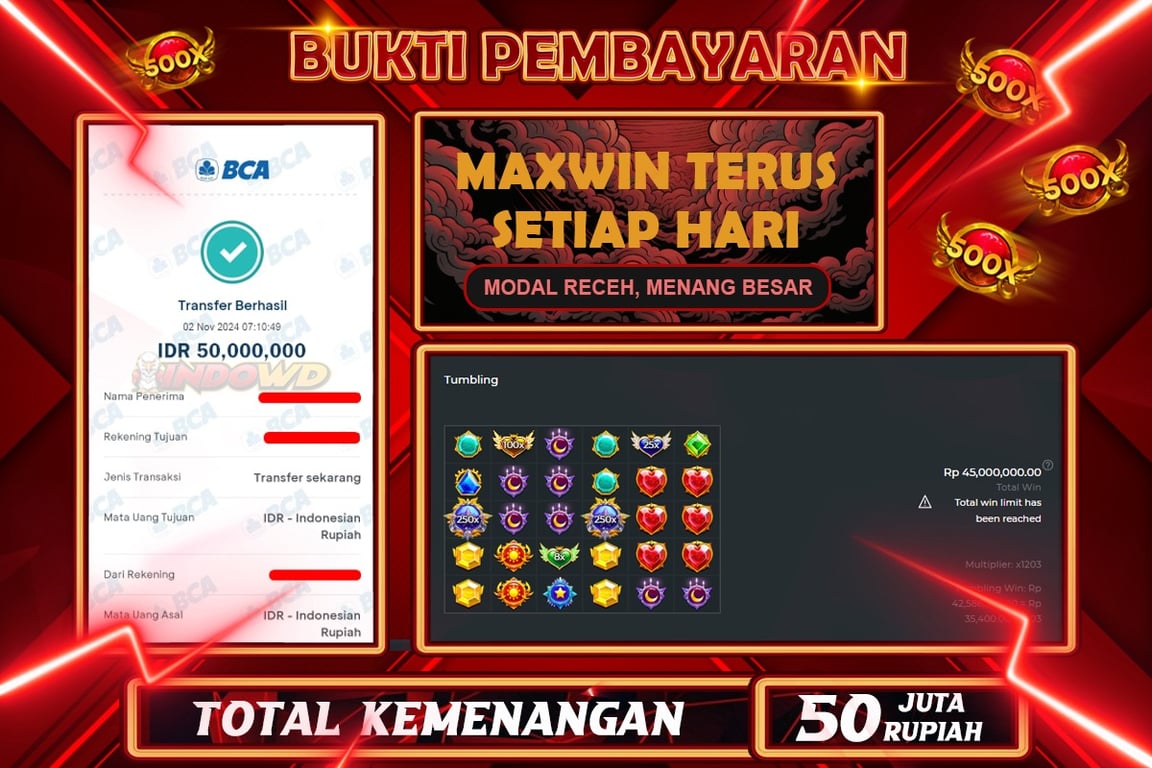 INDOWD JACKPOT SLOT GATES OF OLYMPUS 1000 Rp.50.000.000,- LUNAS