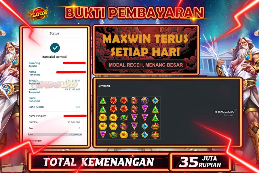 INDOWD JACKPOT SLOT GATES OF OLYMPUS 1000  Rp.35.000.000,- LUNAS