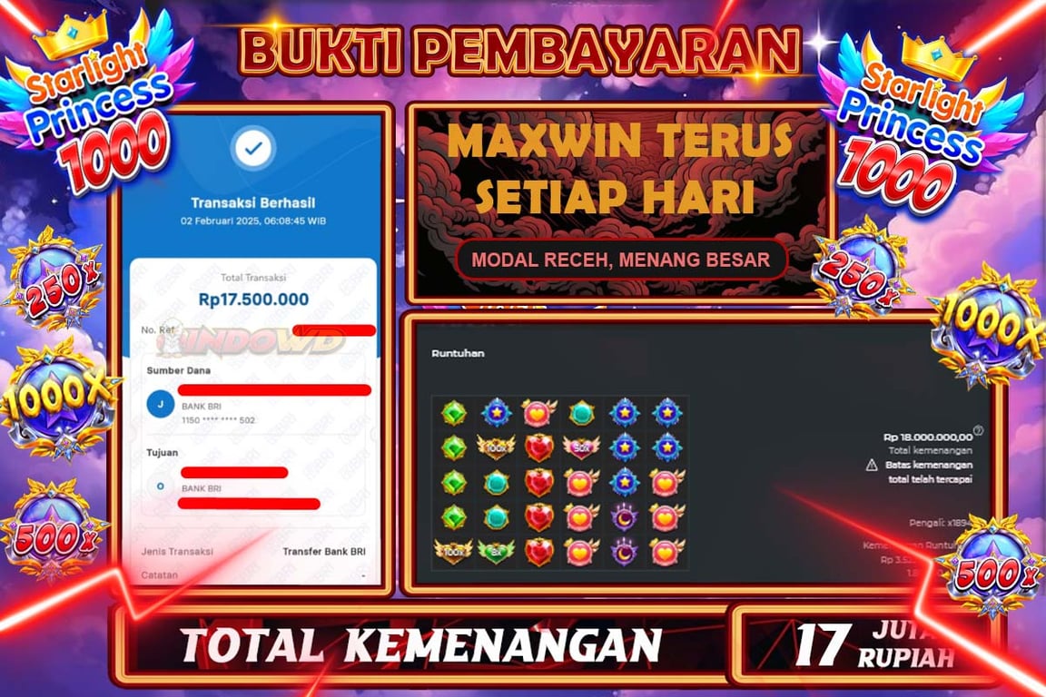INDOWD JACKPOT SLOT STARLIGHT PRINCES 1000 Rp17.500.000,- LUNAS