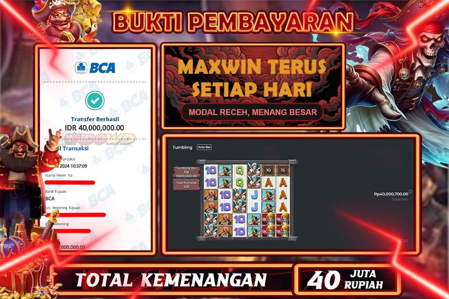 INDOWD JACKPOT SLOT  PIRATE QUEST 1000 Rp40.000.000,- LUNAS