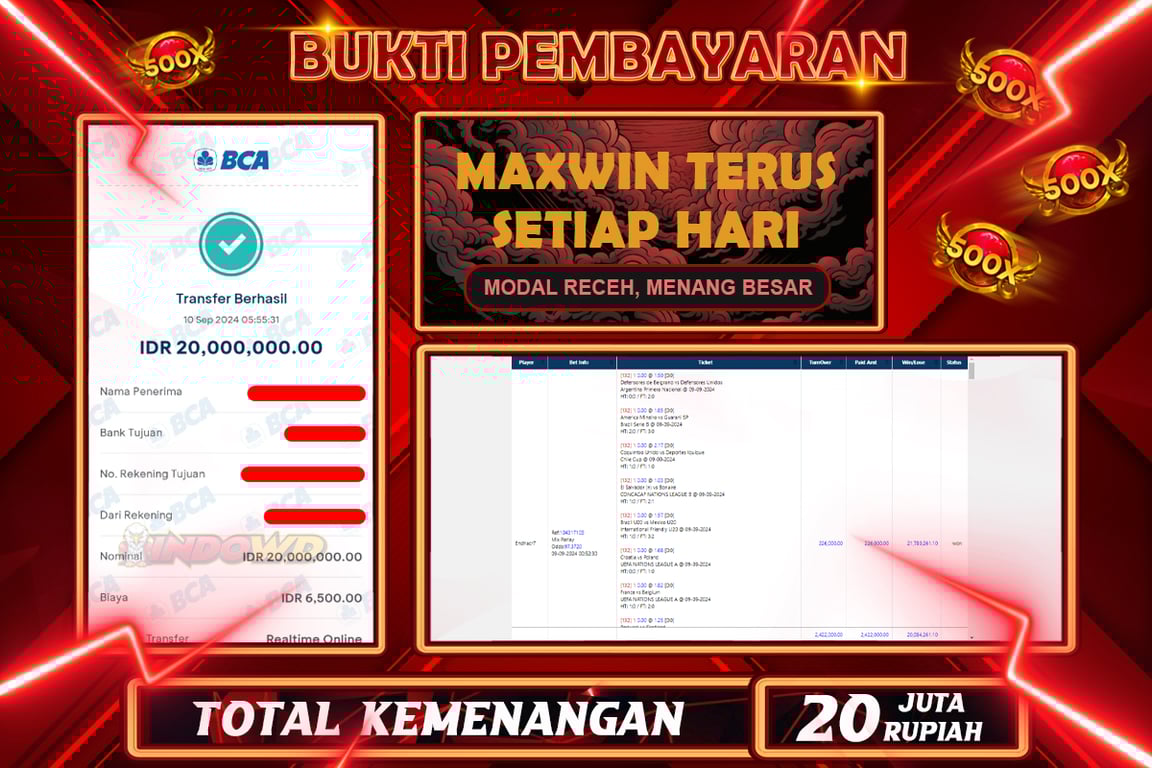 INDOWD JACKPOT SPORT SBO Rp.20.000.000,- LUNAS