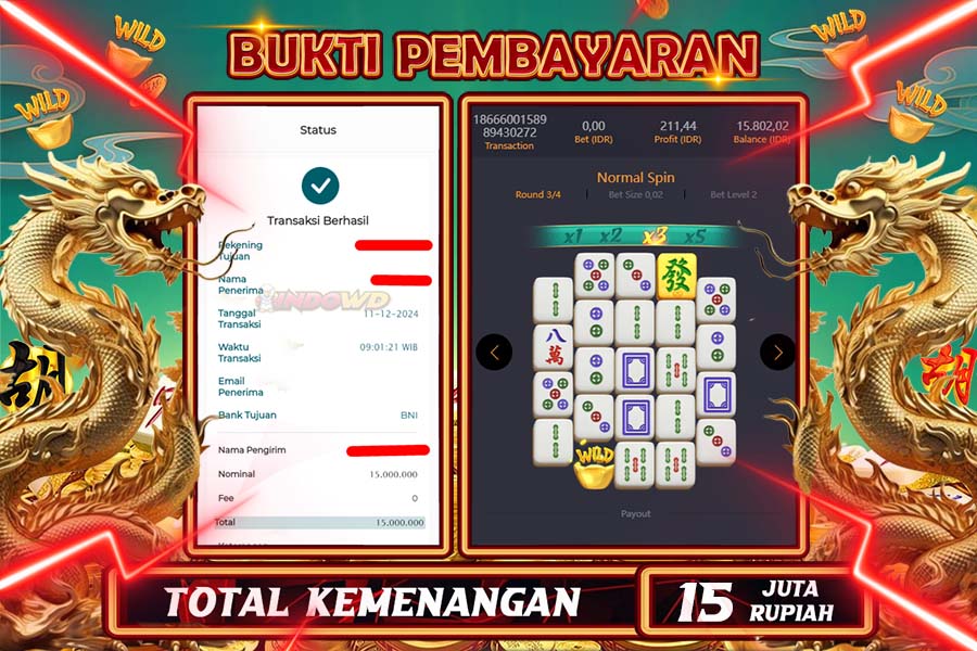 INDOWD JACKPOT SLOT MAHJONG WAYS  2  Rp.15.000.000,- LUNAS