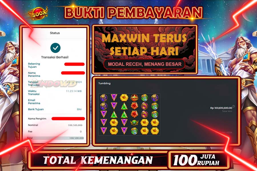 INDOWD JACKPOT LIVE GAMES SLOT GATES OF OLYMPUS 1000 Rp.100.500.000,- LUNAS