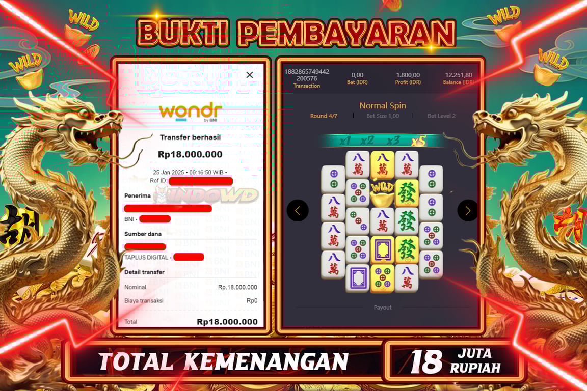 INDOWD JACKPOT SLOT MAHJONG WAYS 2 Rp18.000.000,- LUNAS
