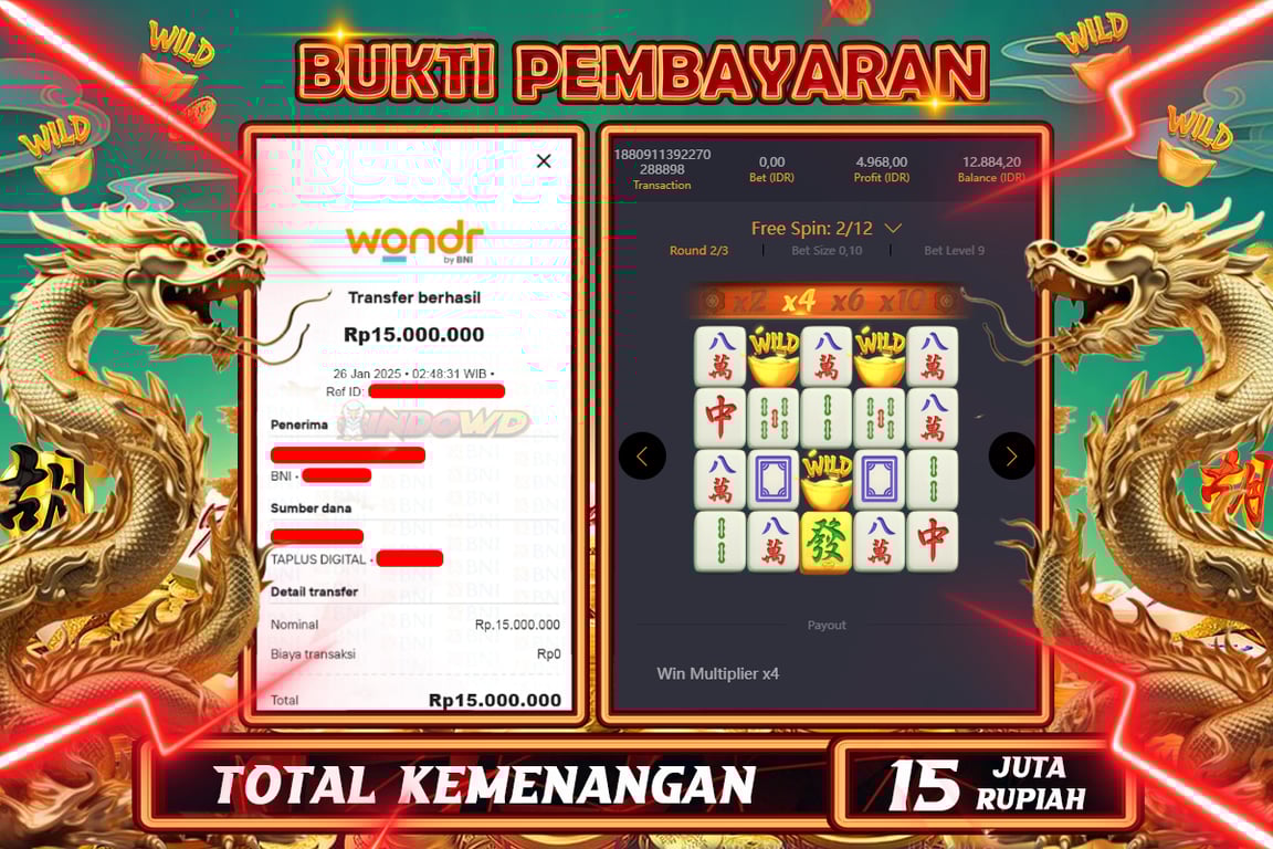 INDOWD JACKPOT SLOT MAHJONG WAYS 2 Rp15.000.000,- LUNAS