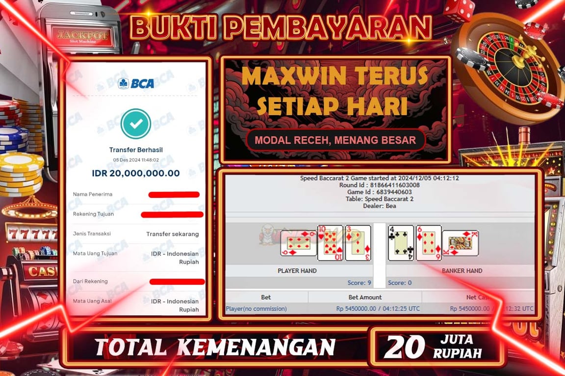 INDOWD JACKPOT LIVE GAMES PP - CHINESE SPEED BACCARAT 1  Rp.20.000.000,- LUNAS
