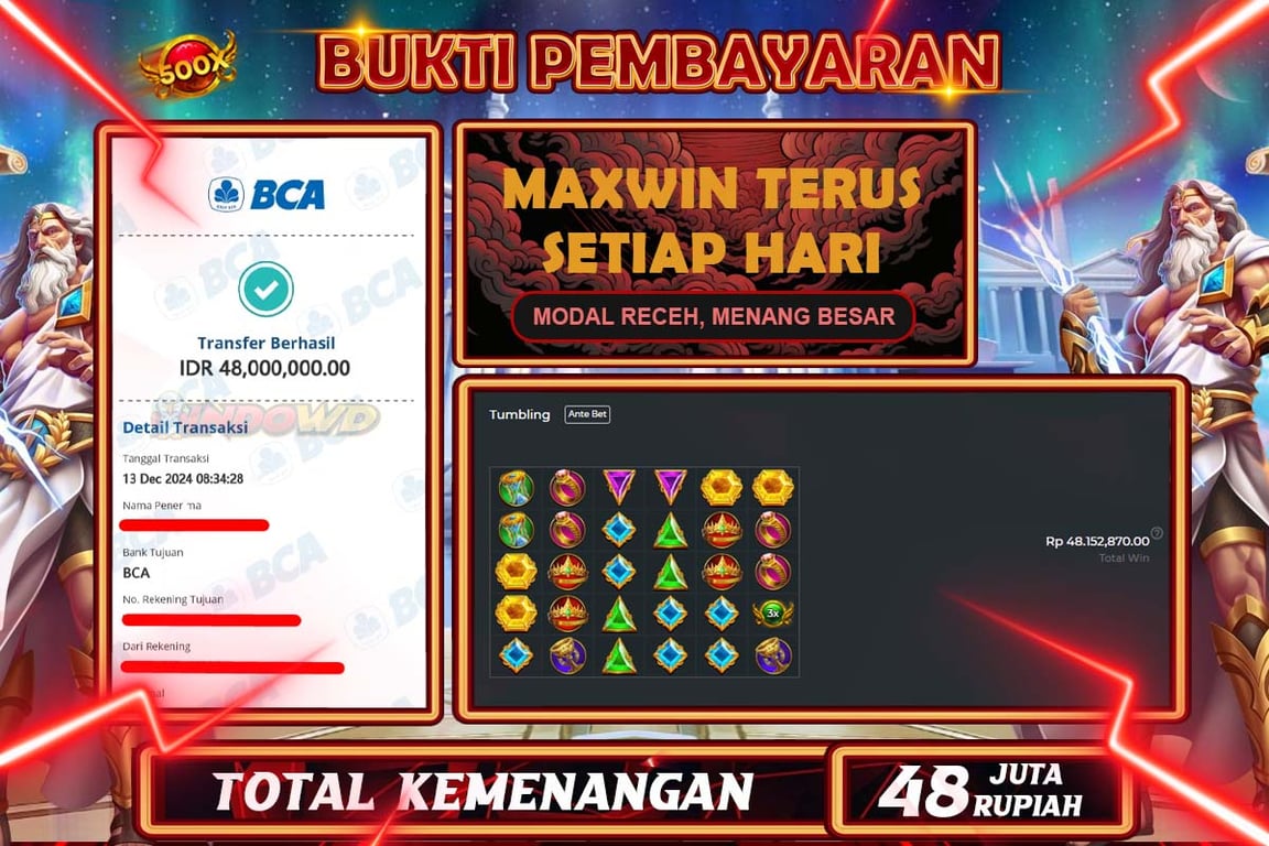 INDOWD JACKPOT SLOT GATES OF OLYMPUS 1000  Rp.48.000.000,- LUNAS