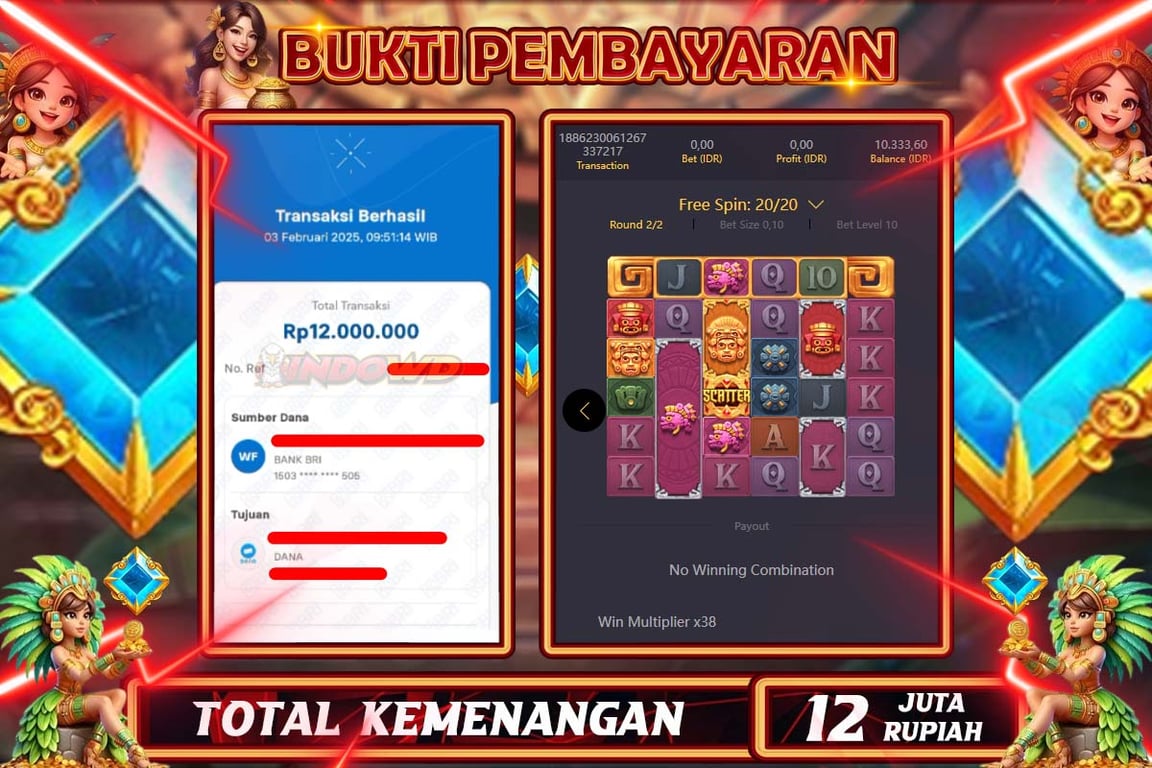 INDOWD JACKPOT SLOT TREASURES OF AZTEC Rp12.000.000,- LUNAS