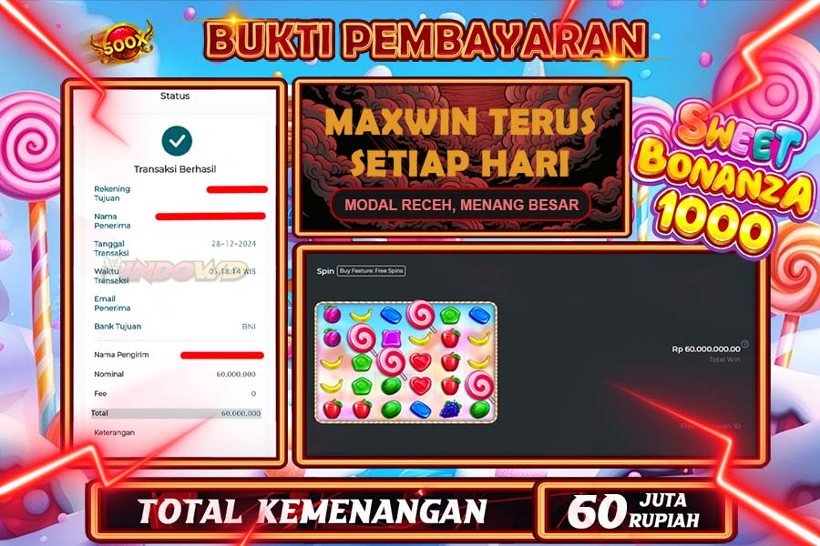INDOWD JACKPOT SLOT SWEET BONANZA 1000 Rp60.000.000,- LUNAS
