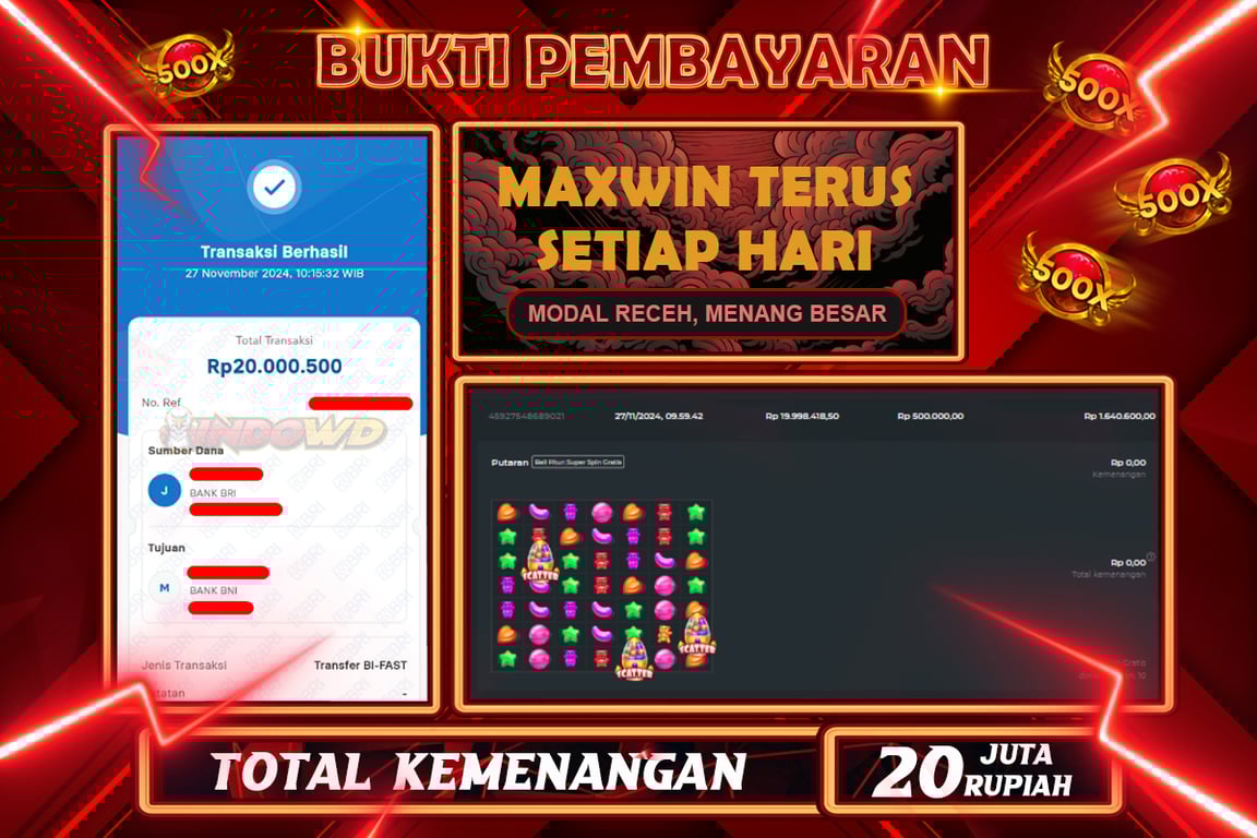 INDOWD JACKPOT SLOT SUGAR RUSH 1000 Rp.20.000.000,- LUNAS