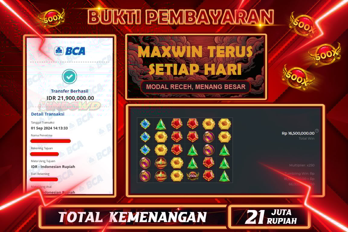 INDOWD JACKPOT SLOT GATES PF OLYMPUS 1000 Rp.21.900.000,- LUNAS