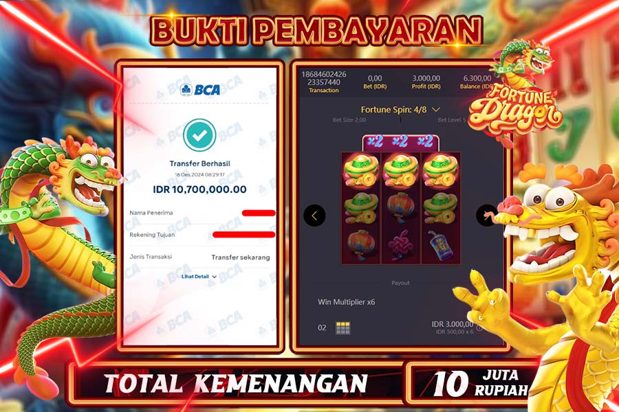 INDOWD JACKPOT LIVE GAMES SLOT FORTUNE DRAGON  Rp.10.000.000,- LUNAS