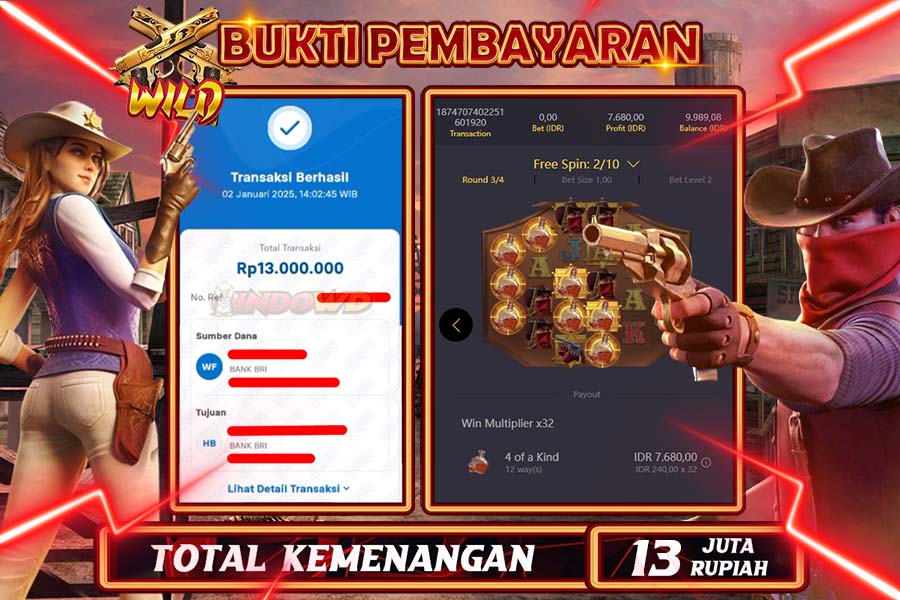 INDOWD JACKPOT SLOT WILD BOUNTY Rp.13.000.000,- LUNAS