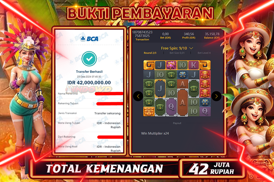 INDOWD JACKPOT LIVE GAMES SLOT TREASURES PF AZTEC Rp.42.000.000,- LUNAS
