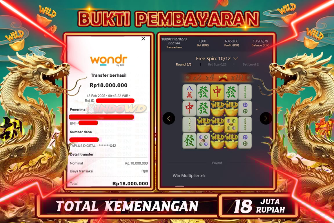 INDOWD JACKPOT SLOT MAHJONG WAYS 2 Rp18.000.000,- LUNAS